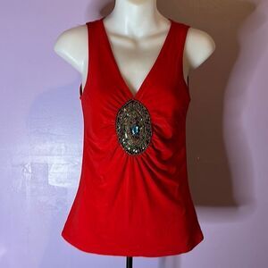 UNO Core Women’s Red Blouse Size S – Sleeveless Casual Dressy Summer Top